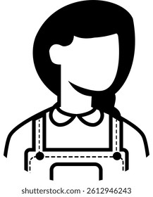 cute girl outfit icon avatar profile picture faceless anonymous flat ui image outline vector illustration black