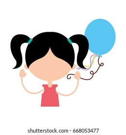 cute girl with party balloon character icon