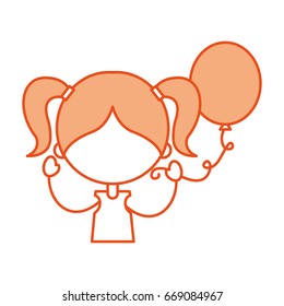 cute girl with party balloon character icon