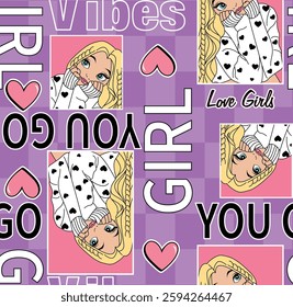 cute girl patterns fashion design