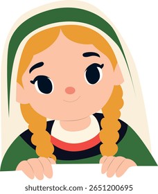 Cute Girl Peeking Over Green Wall peeking, Happy St. Brigid’s Day