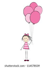 Cute girl with pink balloon