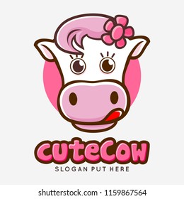 Cute Girl Pink Cow Cartoon