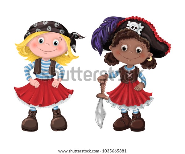 Cute Girl Pirate Vector Illustration Stock Vector (Royalty Free ...