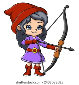 Cute girl are playing archery