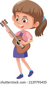 Cute girl playing guitar illustration