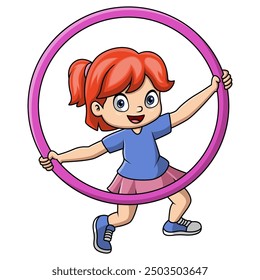 Cute girl playing hula hoop