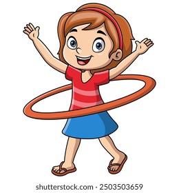 Cute girl playing hula hoop