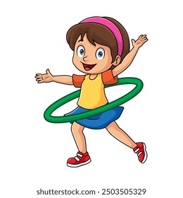 Cute girl playing hula hoop