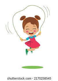 Cute Girl Playing Jump Rope