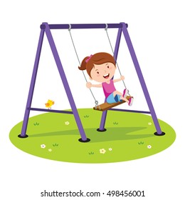 Cute girl playing on swing