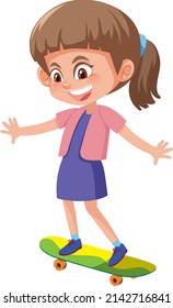 Cute girl playing skateboard illustration