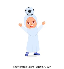 Cute Girl Playing Soccer, White Background