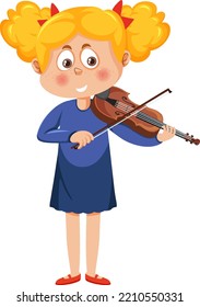 Cute girl playing violin illustration