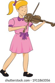 cute girl playing violin musician