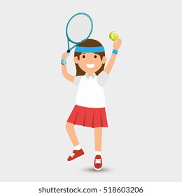 cute girl plays tennis design