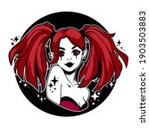 cute girl with ponytails and clown makeup