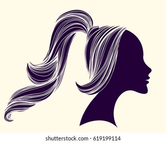 Cute Girl With Ponytail.Vector Illustration.