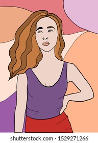 Cute girl portrait. Trendy modern portrait. 