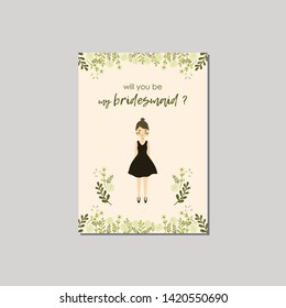 Cute Girl Portrait Will you be my bridesmaid Invitation