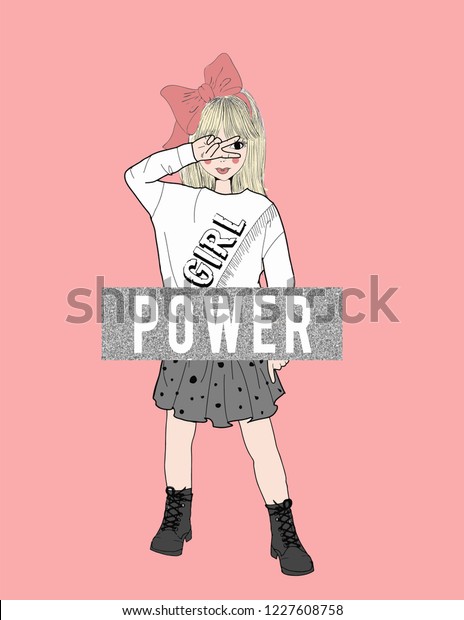 Cute Girl Power Girl Stock Vector Royalty Free