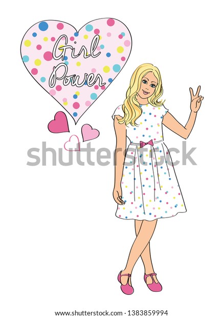 Cute Girl Power Slogan Illustraiton Stock Vector Royalty Free