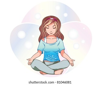 Cute girl practicing meditation (beginner)