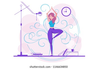 Cute girl practicing yoga