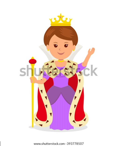 Cute Girl Queen Isolated Female Character Stock Vector (Royalty Free ...