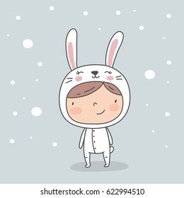 Cute Girl in a rabbit costume