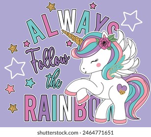 Camisetas gráficas del arco iris de la muchacha linda para la muchacha