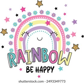 cute girl rainbow love design