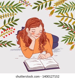 Cute Girl Reading A Book