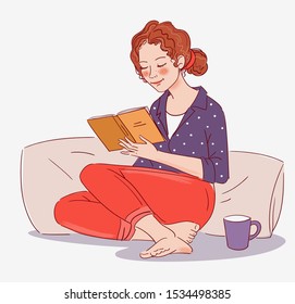 Cute girl reading a book 