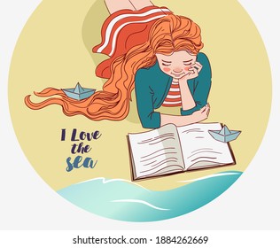 Cute girl reading a book