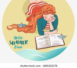 Cute girl reading a book