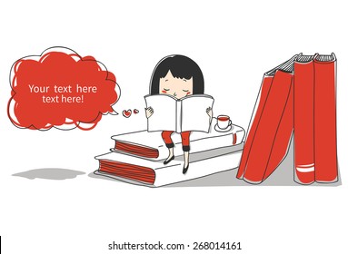A cute girl reading a book