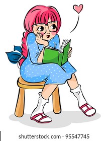 cute girl reading a book (vector available in my portfolio)