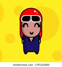 Cute Girl With Red Hair With Bubble Yellow Background