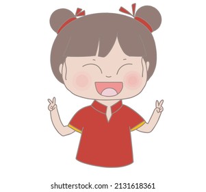 Cute Girl In Red Shirt Cheer Up Every One