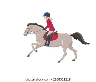 Cute girl rides a pony, children's equestrian sport