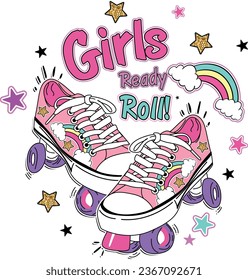 cute girl roll skate graphic tees for girl