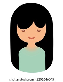 Cute girl rounded icon over white