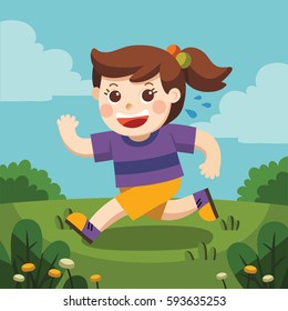 A cute girl running around the playground. She is so adorable.