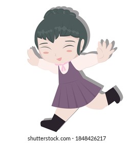 Cute girl running concept. Creative idea design for template, brochure or presentation.