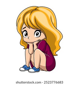 Cute girl sad expression face