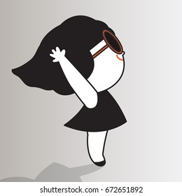 Cute Girl Says Hello To The Morning Sun Concept Card Character illustration