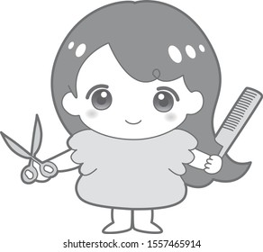 Cute girl with scissors and comb