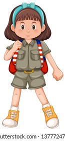 Cute girl scout with headband illustration