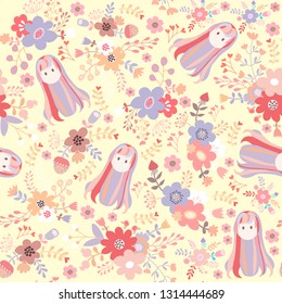 cute girl seamless pattern
